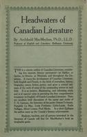 Head-waters of Canadian Literature