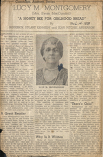 Lucy M. Montgomery (Mrs. Ewan MacDonald): "A Honey Bee for Girlhood Bread"